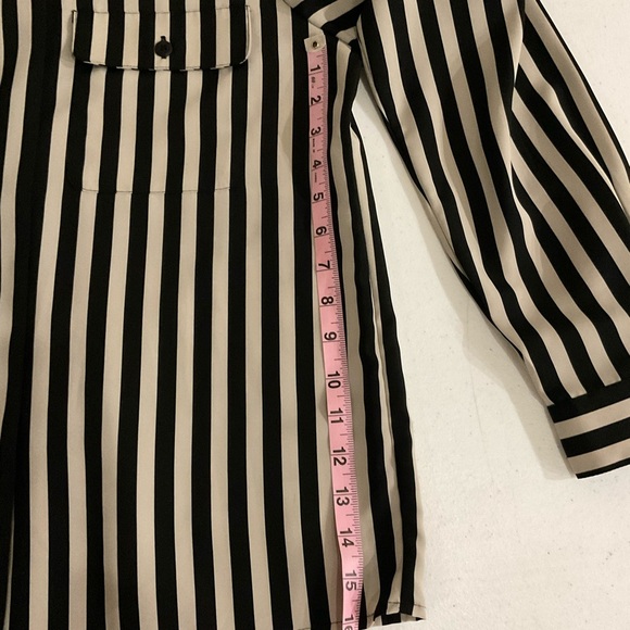 Vintage Yves St. Clair Button Up Blouse Black & Tan Striped Top Women’s Size 10 - Picture 6 of 14
